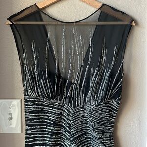 Vintage NEW LEAF BY SAMIR Sheer Glitter Sleeveless Dress